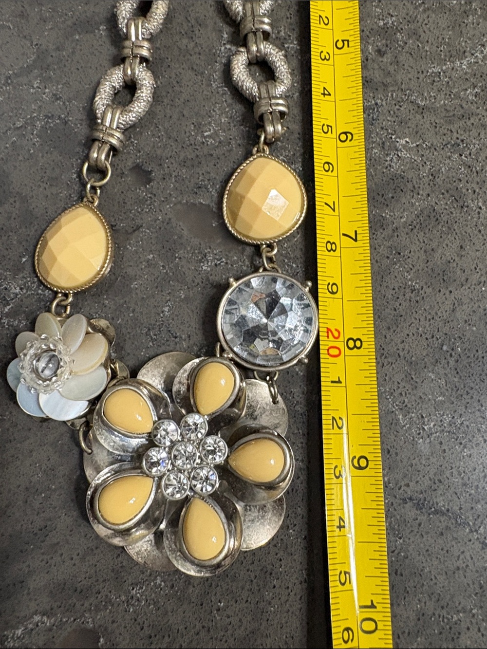 LOFT Yellow and Gold Floral Statement Necklace - Picture 10 of 13